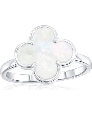 Simona Mother-Of-Pearl Clover Ring - White
