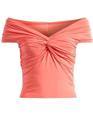 GOOD AMERICAN Off The Shoulder Twist Jersey Crop Top - Pink