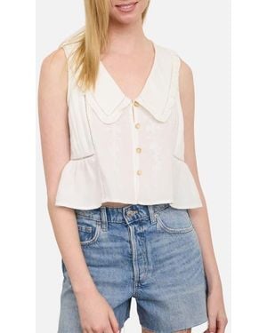 Blu Pepper Collar Sleeveless Peplum Top - Blue