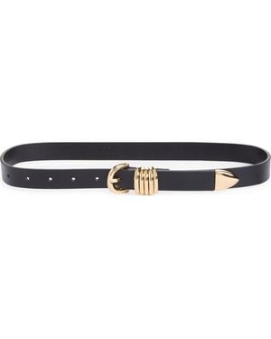 GOOD AMERICAN Slim Five Ring Faux Leather Belt - Blue
