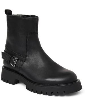 Bruno Magli Lensa Lug Sole Leather Moto Boot - Black