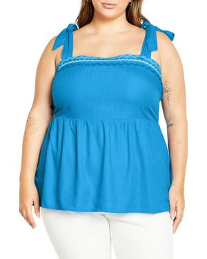 City Chic Paradiso Tie Strap Tank - Blue