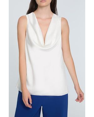 Tahari The Jane Cowl Neck Tank - White
