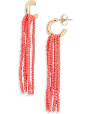 Leith Beaded Fringe Drop Earrings - Red