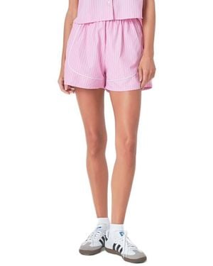 English Factory Stripe Shorts With Piping - Pink