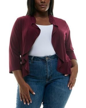 Nina Leonard Ruffle Bolero - Red