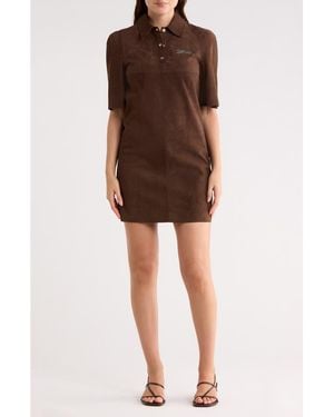 Longchamp Lambskin Suede Dress - Brown