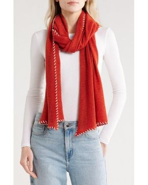 Portolano Whipstitch Trim Scarf - Red