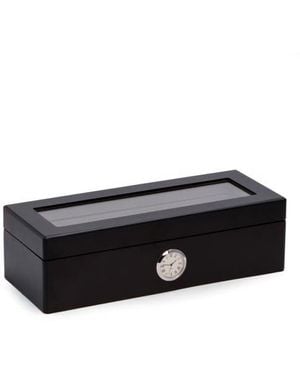 Bey-berk Wood 4-Watch Storage Case With Clock - Black