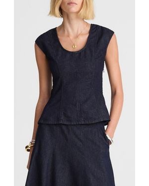 Madewell Seamed Scoop Neck Denim Top - Blue