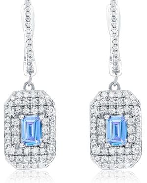 Suzy Levian Cubic Zirconia Drop Earrings - Blue