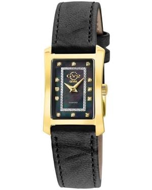 Gv2 Luino Diamond Embellished Leather Strap Watch, 23Mm X 29Mm - Black
