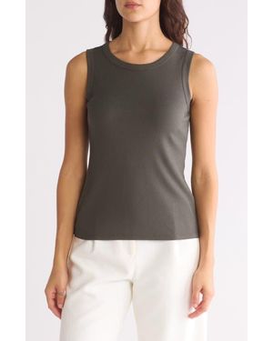 Halogen® Fitted Ribbed Tank Top - Black