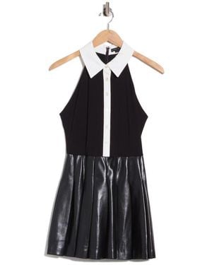Alice + Olivia Tate Faux Leather Mixed Media Minidress - Blue