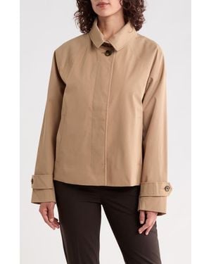 London Fog Single Breasted Short Trench Coat - Natural