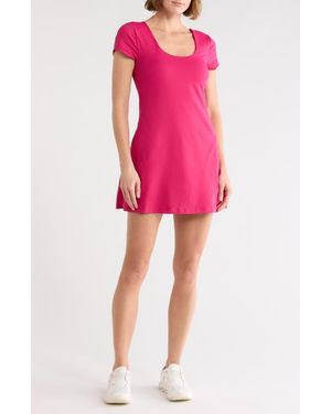 Skechers Go Walk Scoop Neck Short Sleeve Dress - Pink