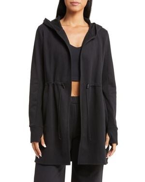 Beyond Yoga On The Go Open Front Hooded Jacket - Black