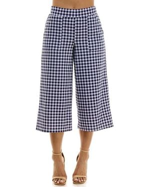 Nina Leonard Gingham Crop Wide Leg Pants - Blue