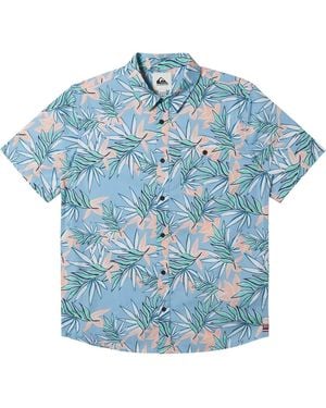 Quiksilver Hi Feelin' Floral Short Sleeve Button-Up Shirt - Blue
