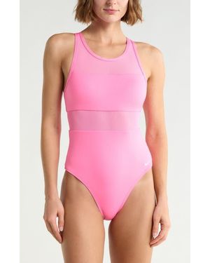 Nike V-Back One-Piece Swimsuit - Pink