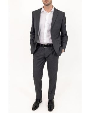 PINOPORTE Solid Stretch Wool Suit - Black