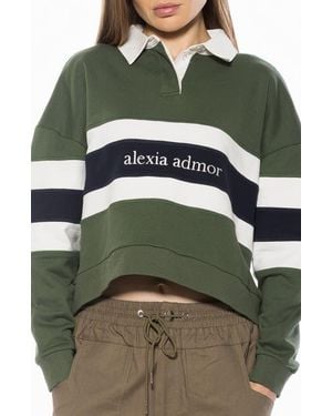 Alexia Admor Lucian Branded Rugby Polo Sweatshirt - Green