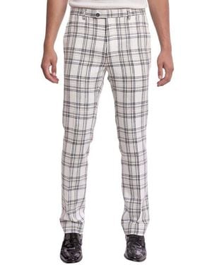 Paisley & Gray Downing Slim Flat Front Plaid Cotton Blend Dress Pants - Gray