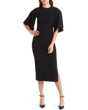 Ted Baker Lounia Fluted Sleeve Body-con Sweater Dress - Black