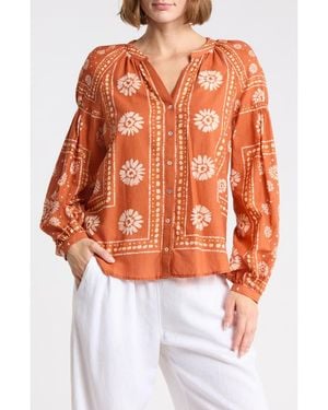 DR2 by Daniel Rainn Long Sleeve Cotton Top - Orange