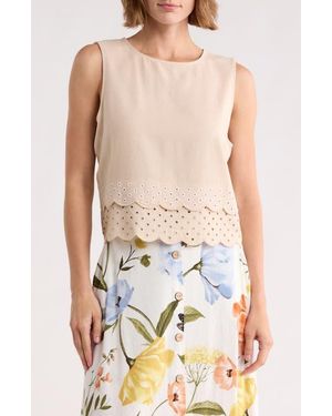 Ellen Tracy Eyelet Scallop Shell - Natural