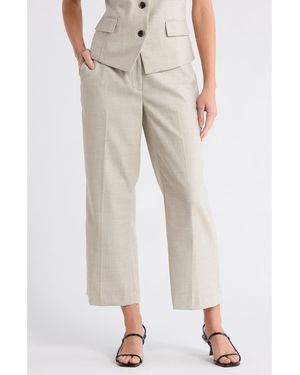 DKNY Mélange Windowpane Crop Pants - Natural