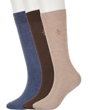 Original Penguin Textured 3-Pack Assorted Dress Socks - Blue