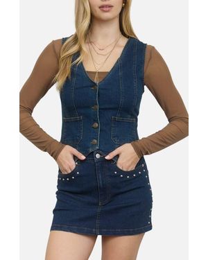 Blu Pepper Denim Vest - Blue