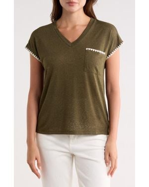 Bobeau Whipstitch Pocket T-Shirt - Green