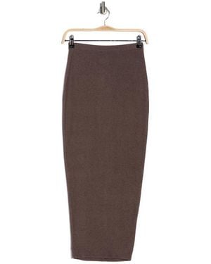 Go Couture Ruffle Slit Stretch Maxi Skirt - Brown