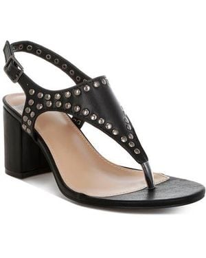 Rag & Co Nerina Leather Studded T-Strap Sandal - Black