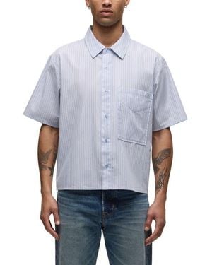 Hudson Jeans Rex Short Sleeve Cotton Button-Up Shirt - Blue