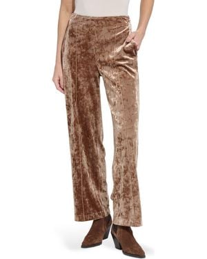 Lyssé Crushed Velvet Wide Leg Pants - Brown