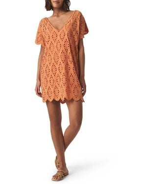 Splendid Cotton Eyelet Minidress - Orange