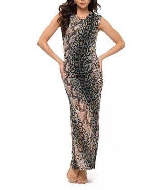 O.L. Sleeveless Ruched Maxi Dress - Black