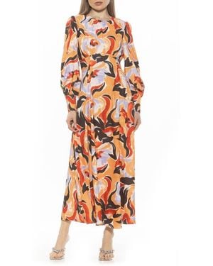 Alexia Admor Yesenia Long Sleeve Empire Waist Maxi Dress - Orange