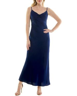 knee length dresses for ladies Bebe Women's Printed Satin Cowl Maxi Dress main image 1