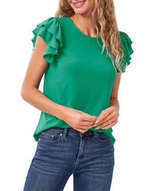 Cece Double Ruffle Knit Top - Green