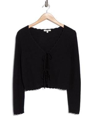 Splendid Wendy Tie Front Cotton & Silk Blend Cardigan - Black