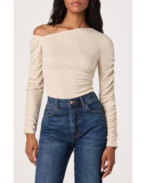 Astr One Shoulder Ruched Knit Top - Blue
