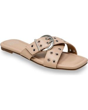In Touch Footwear Grommet Cross Strap Slide Sandal - Multicolor