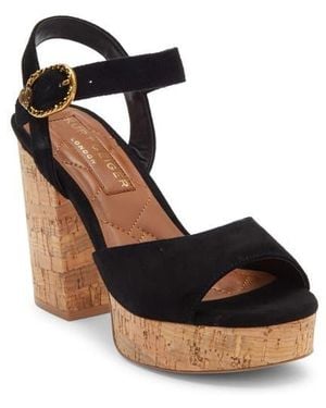 Kurt Geiger Mayfair Cork Block Heel Platform Sandal - Black