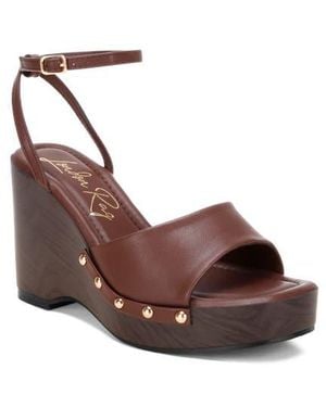 LONDON RAG Colada Ankle Strap Studded Wedge Sandal - Brown