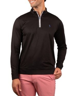 Tailorbyrd Solid Mesh Quarter Zip Sweater - Black