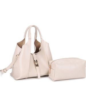 MALI + LILI Rhodes Faux Leather Satchel With Removable Pouch - Pink